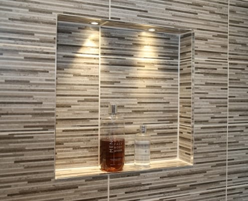 North Lodge - Shower tiled inset with LED lights