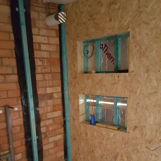 Garage Extension Wet-room-stud-walls-with-alcoves
